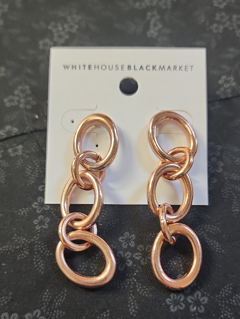 White House Black Market Rose Gold Link Drop Earrings